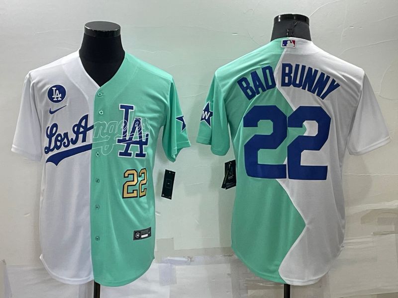 Men Los Angeles Dodgers #22 Bad bunny green white Nike 2022 MLB Jersey3